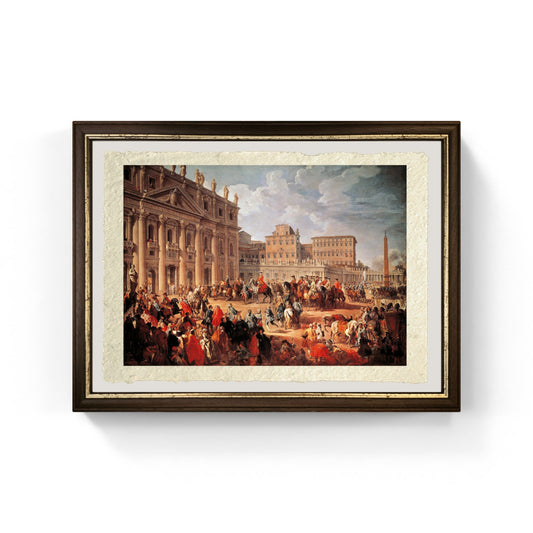 Carlo III in visita alla Basilica di San Pietro, Roma di Pannini