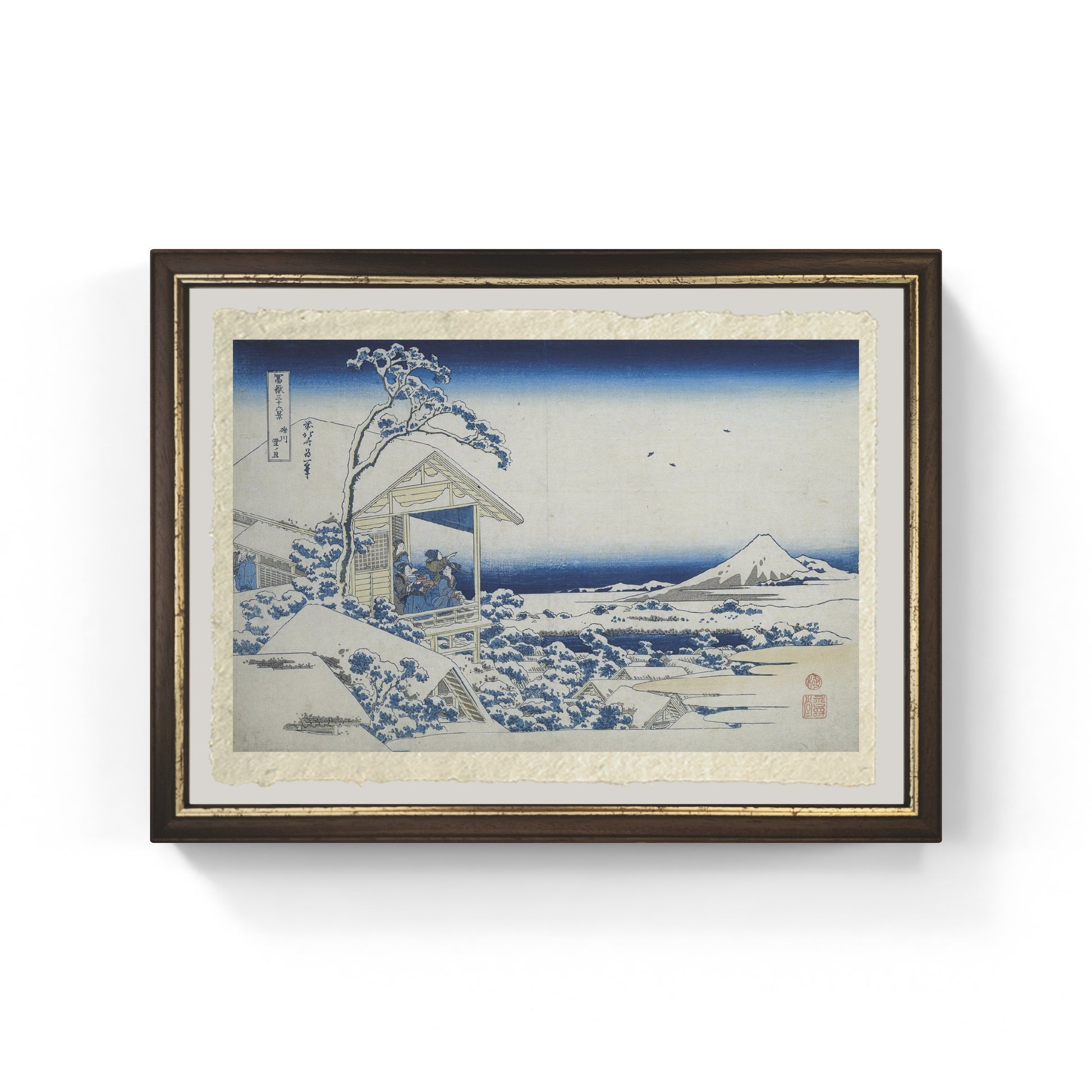 Stampa su carta Amalfi Casa da tè a Koishikawa la mattina dopo una nevicata di Katsushika Hokusai