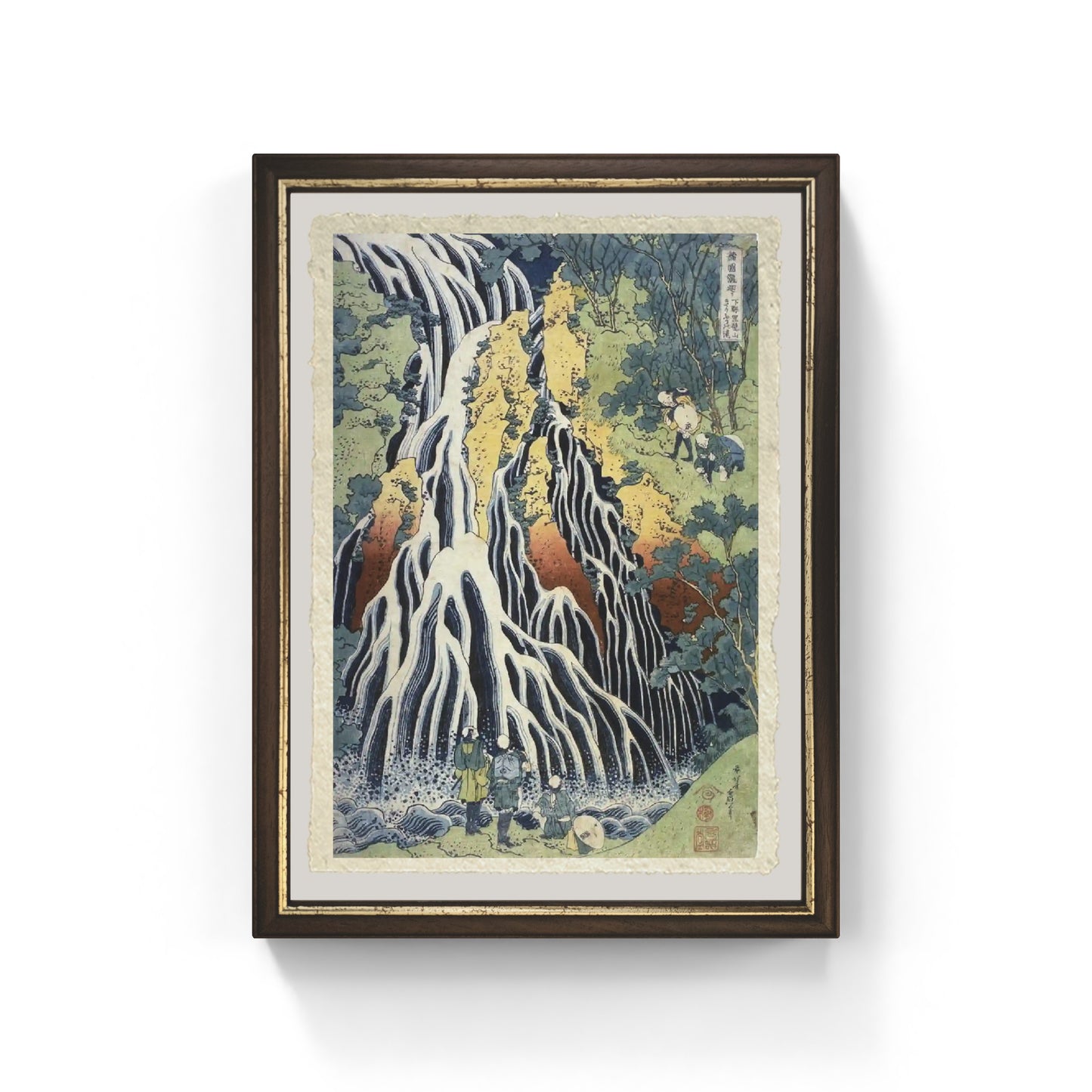 riproduzione su carta amalfi de la cascata kirifuri sul monte kuro kami nella provincia di shimotsuke di katsushika hokusai