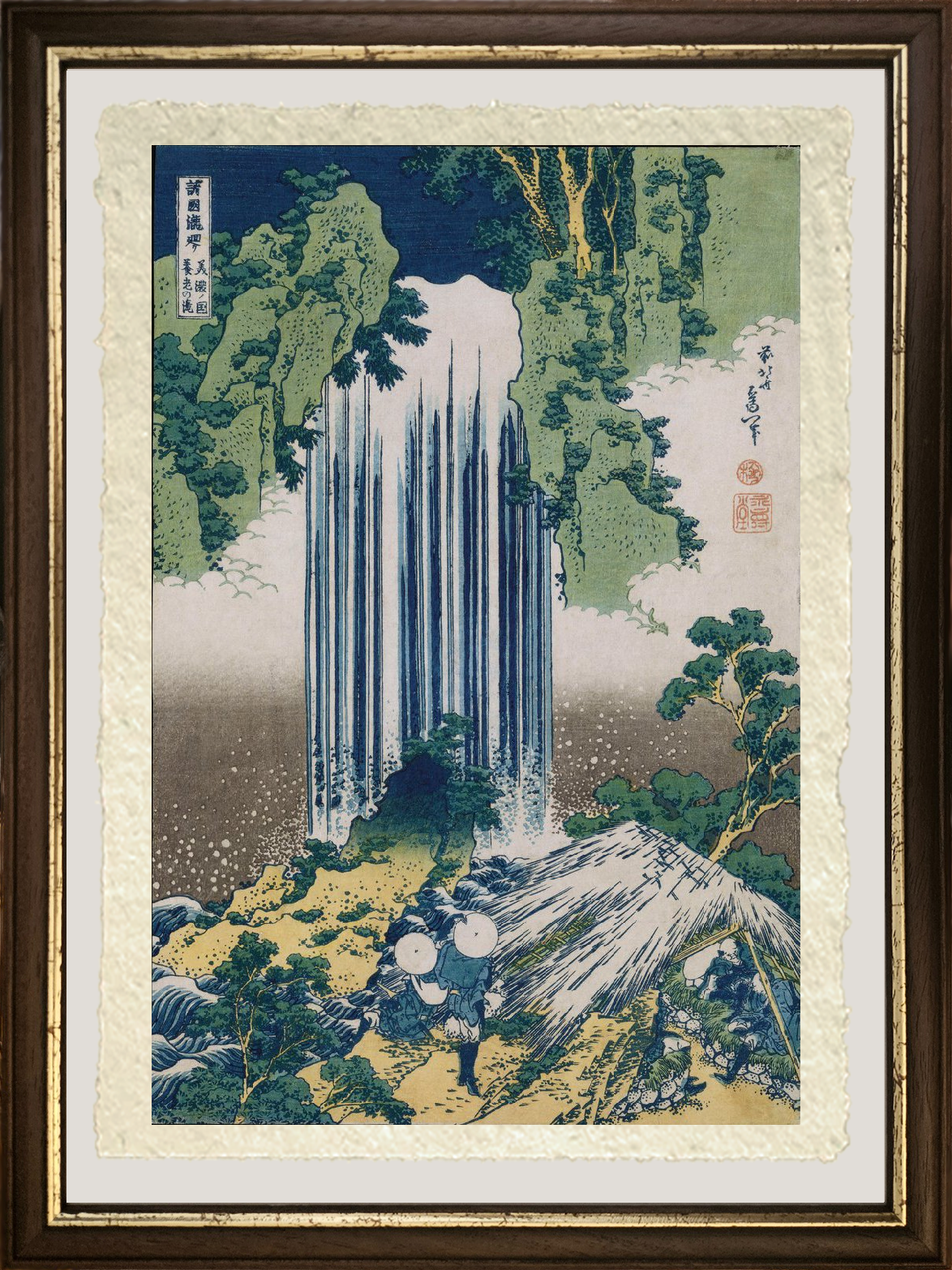 dettaglio cascata di yoro provincia di mino di Katsushika Hokusai su carta amalfi