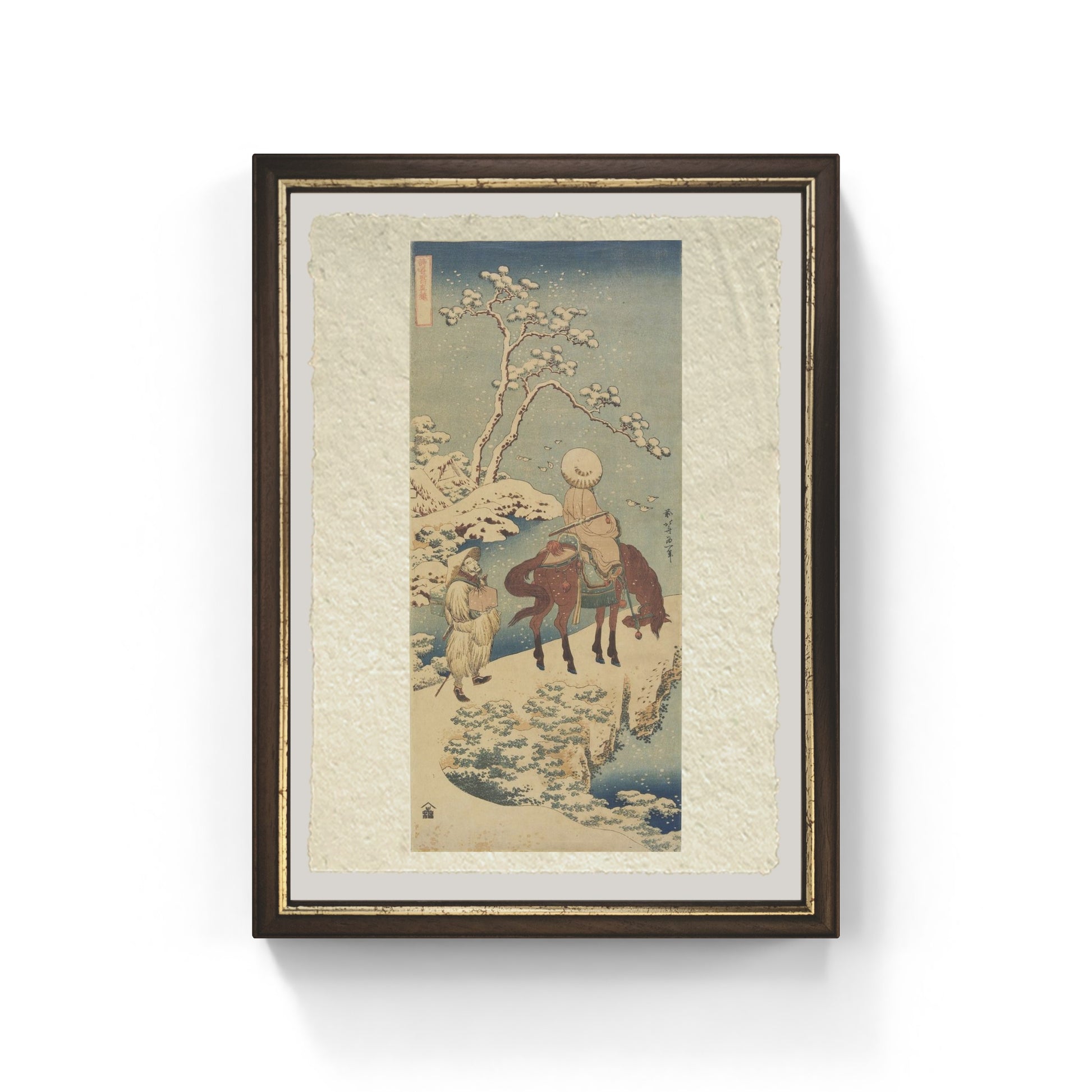 Cavaliere nella neve di Katsushika Hokusai su carta Amalfi