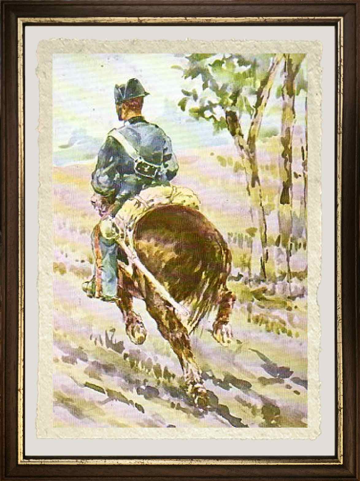 Running Horse with Carabinieri by Giovanni Fattori