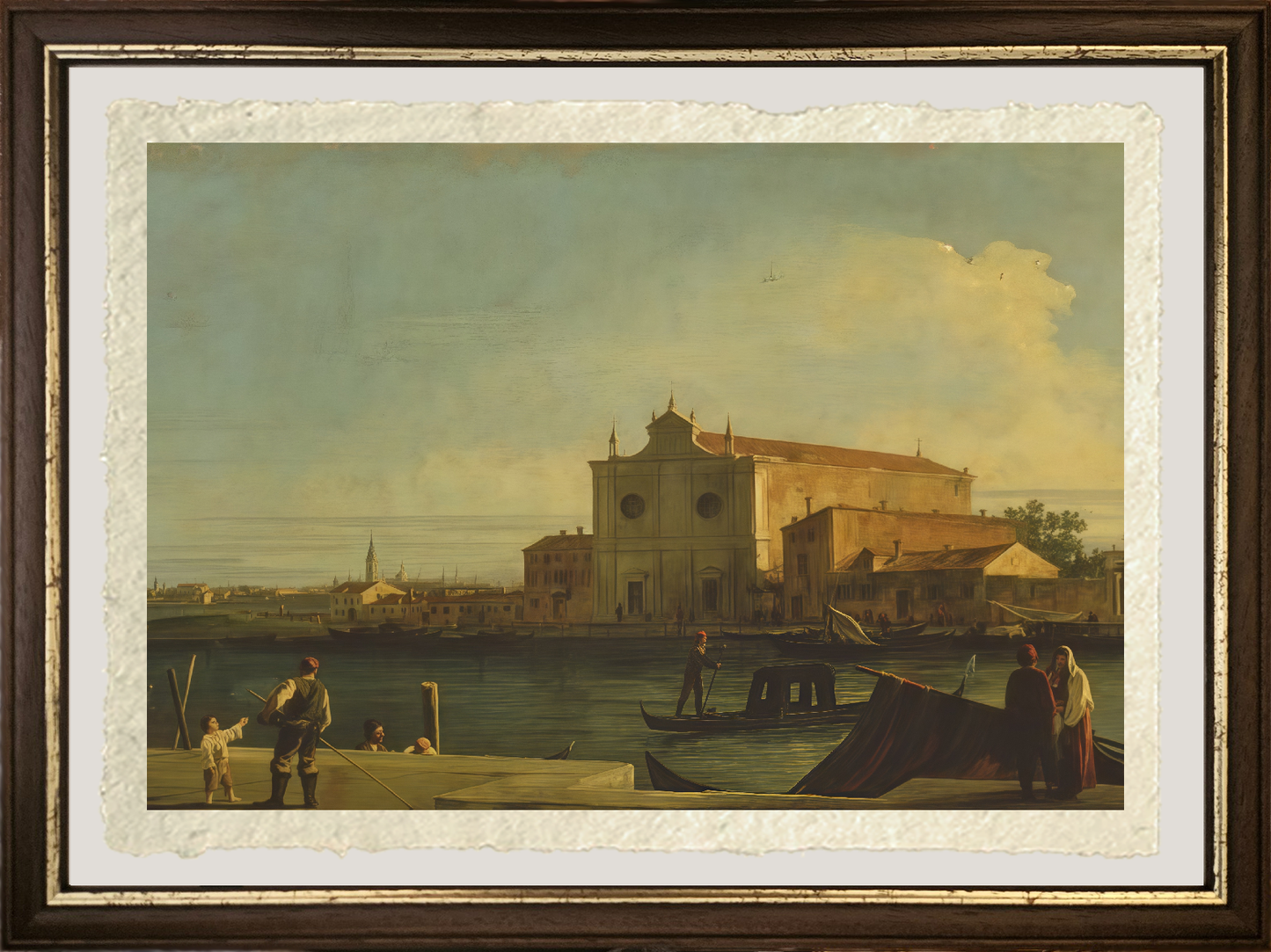 Dettaglio di La chiesa di S. Giovanni dei Battuti di Giovanni Antonio Canal detto Canaletto su carta Amalfi