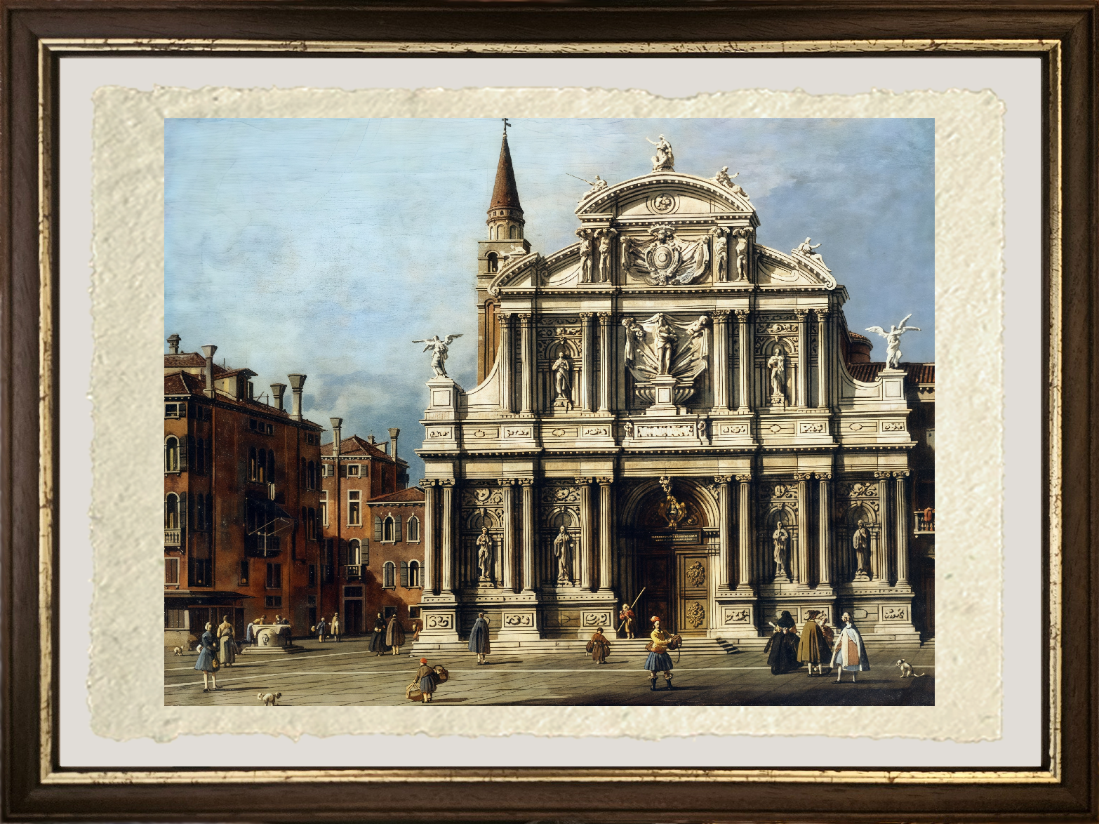 Dettaglio de La chiesa e il campo di Santa Maria Zobenigo di Giovanni Antonio Canal detto Canaletto su carta Amalfi