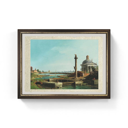 Una chiusa, una colonna e una chiesa di Giovanni Antonio Canal detto Canaletto su carta Amalfi