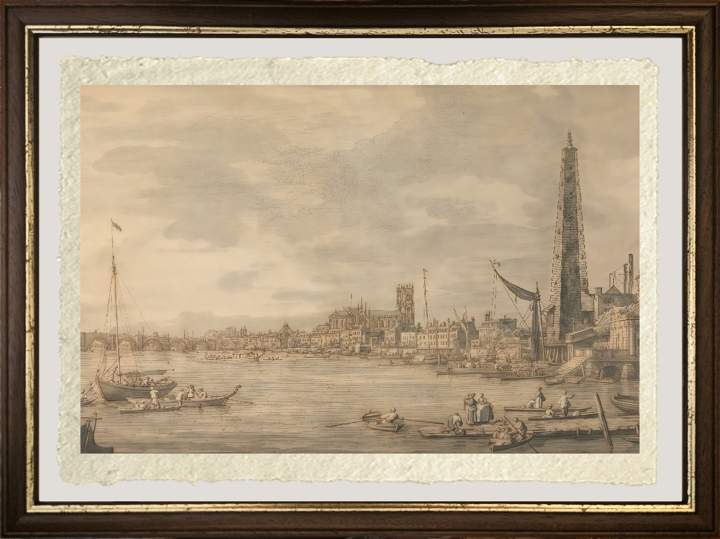 Dettaglio de La città di Westminster di Giovanni Antonio Canal detto Canaletto su carta Amalfi