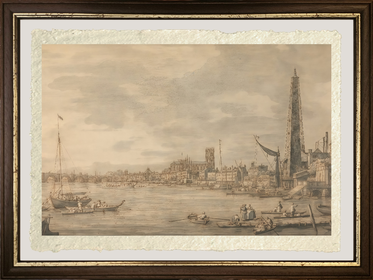 Dettaglio de La città di Westminster di Giovanni Antonio Canal detto Canaletto su carta Amalfi