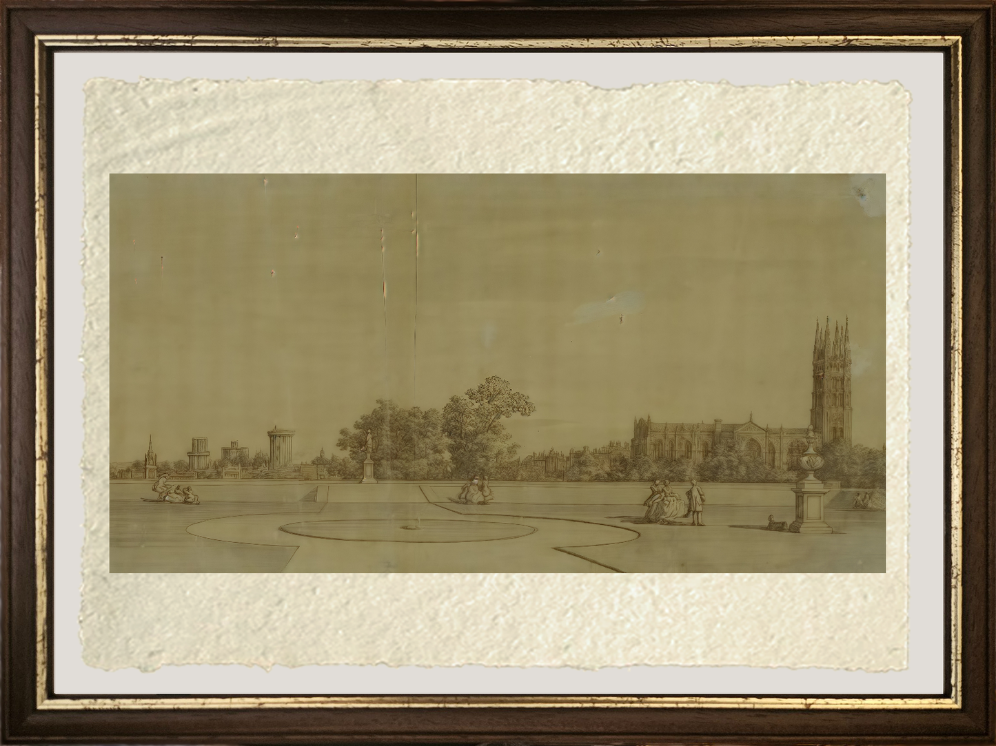 Dettaglio de La città e il castello dai giardini del Priorato di Giovanni Antonio Canal detto Canaletto su carta Amalfi