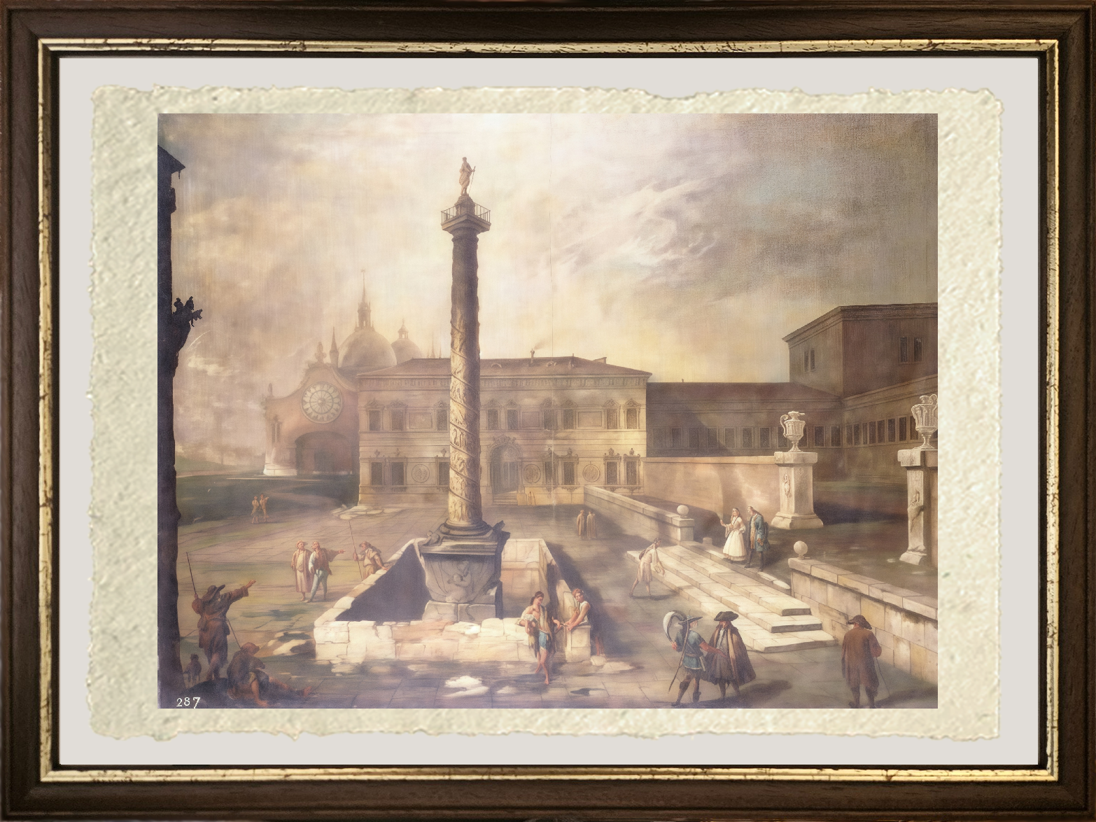 Dettaglio de La colonna di Marco Aurelio di Giovanni Antonio Canal detto Canaletto su carta Amalfi
