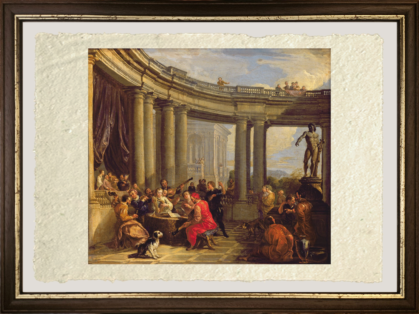 Concerto in una galleria circolare di Pannini con cornice