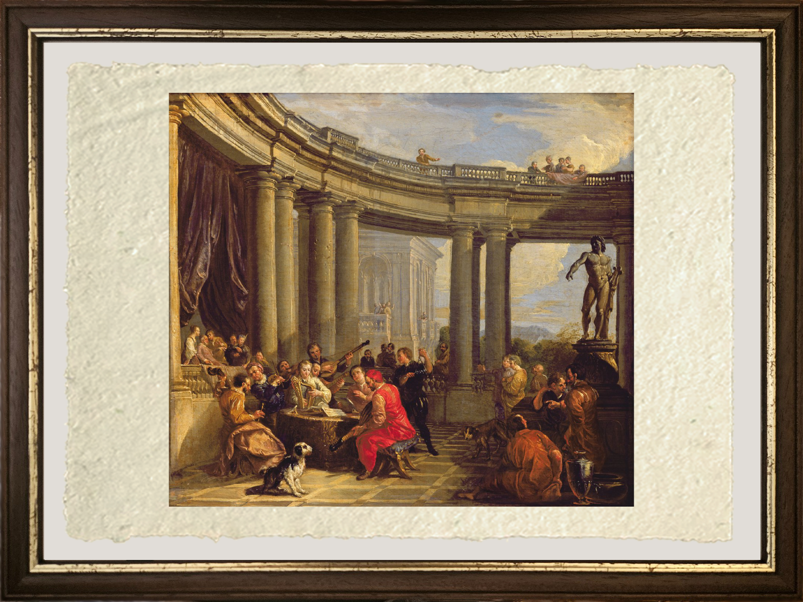 Concerto in una galleria circolare di Pannini con cornice
