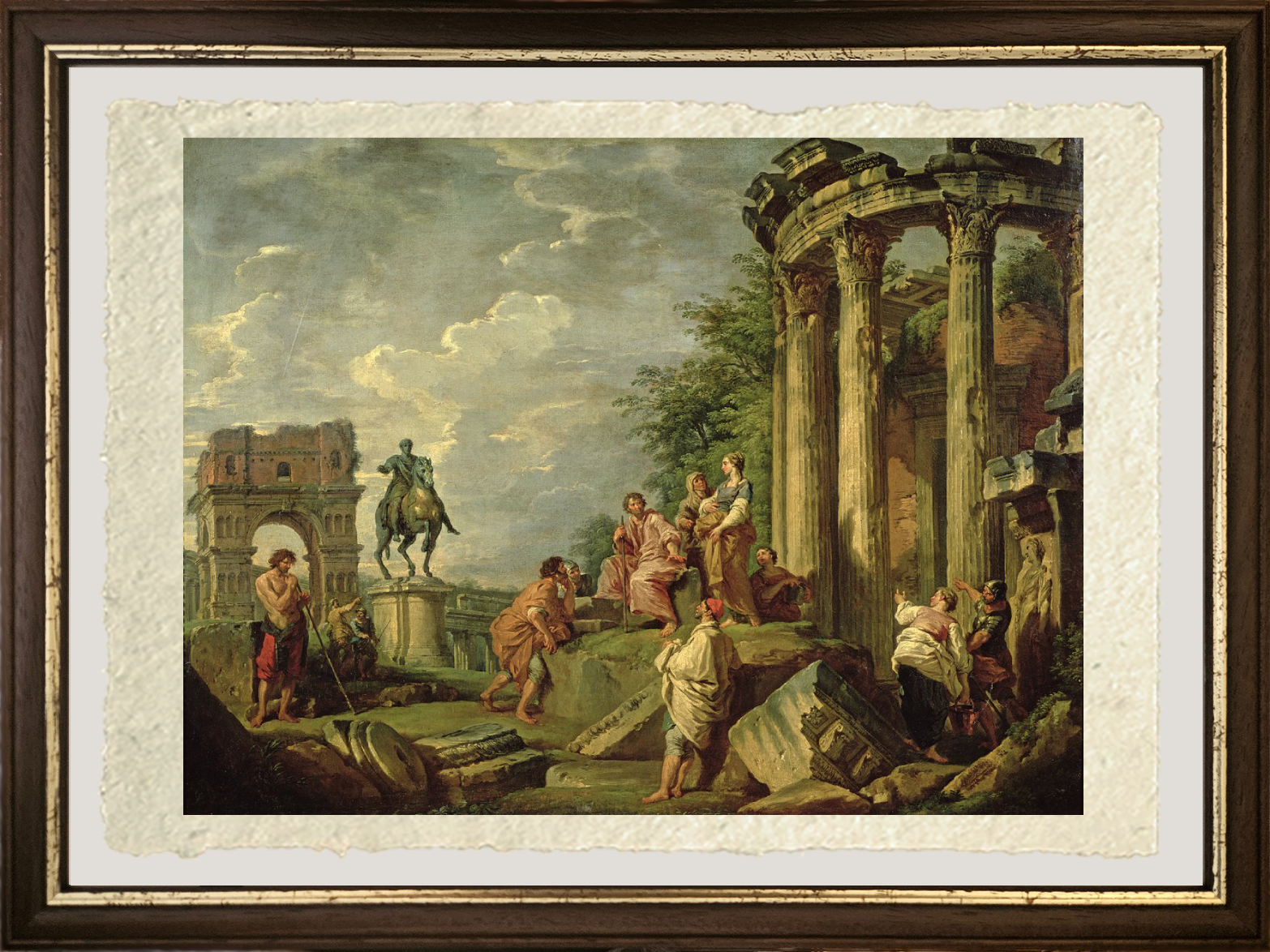 Contadini tra Rovine Romane di Pannini cornice