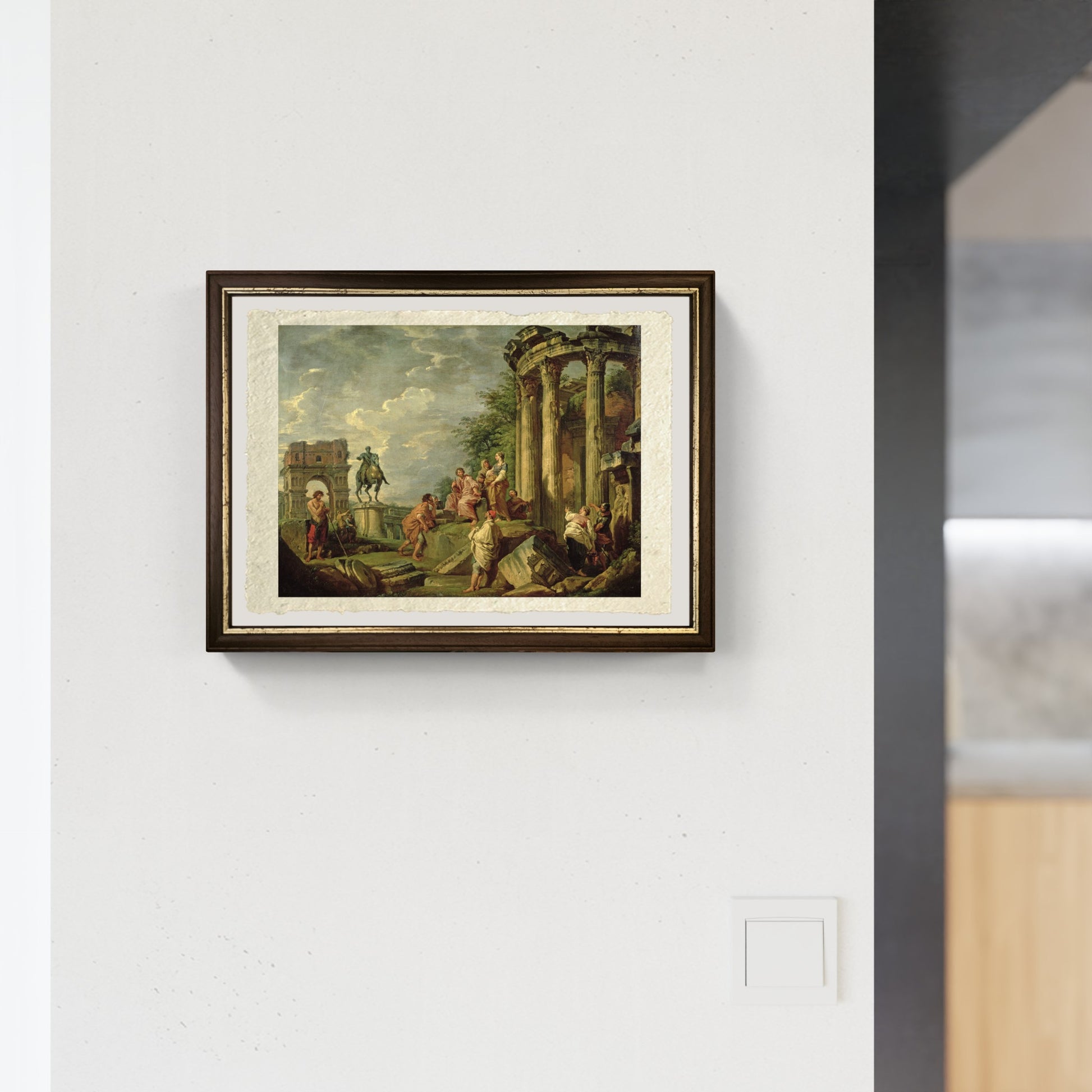 Contadini tra Rovine Romane di Pannini muro