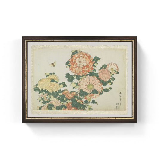 Riproduzione su carta Amalfi Crisantemi e tafano di Katsushika Hokusai