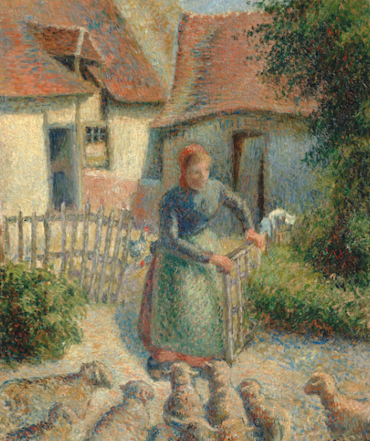 Bergère rentrant des moutons di Camille Pissarro su pregiata carta Amalfi