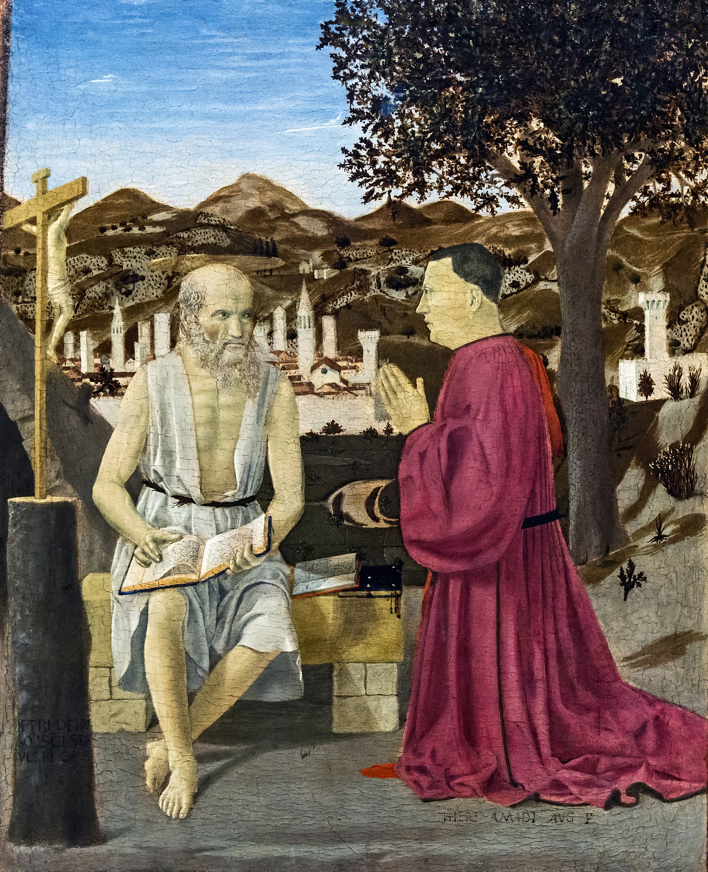 San Girolamo e il donatore Girolamo Amadi di Piero della Francesca su pregiata carta Amalfi