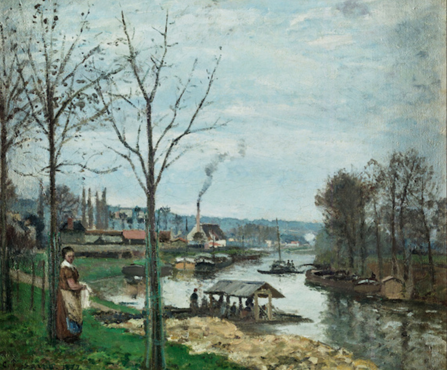 La Seine à Port-Marly, le lavoir di Camille Pissarro su pregiata carta Amalfi