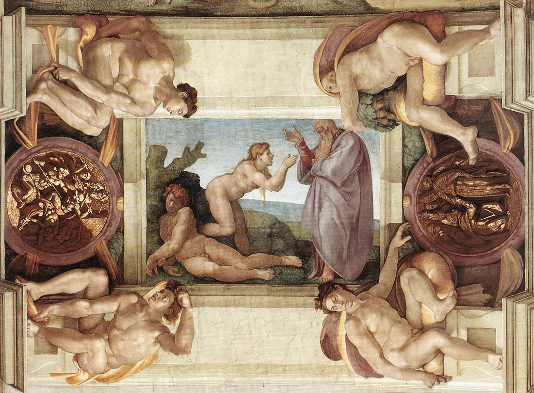 La creazione di Eva di Michelangelo Buonarroti su pregiata carta Amalfi