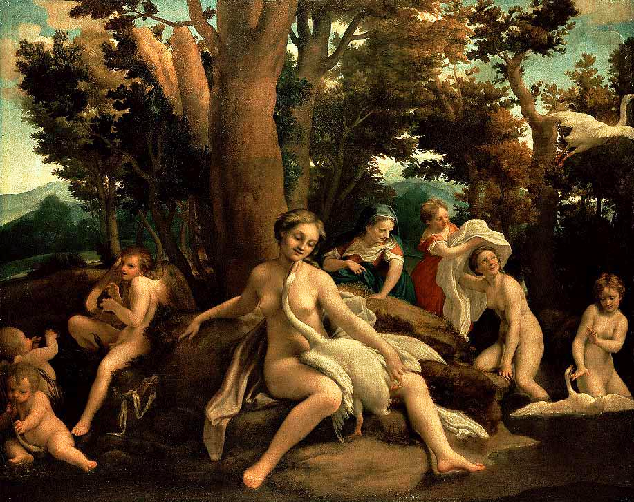 Leda di Correggio su pregiata carta Amalfi