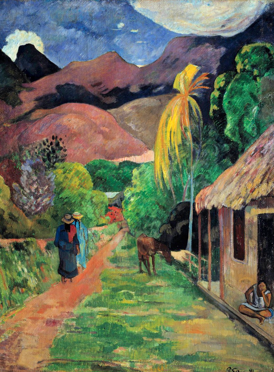 Strada a Tahiti di Paul Gaugin su pregiata carta Amalfi