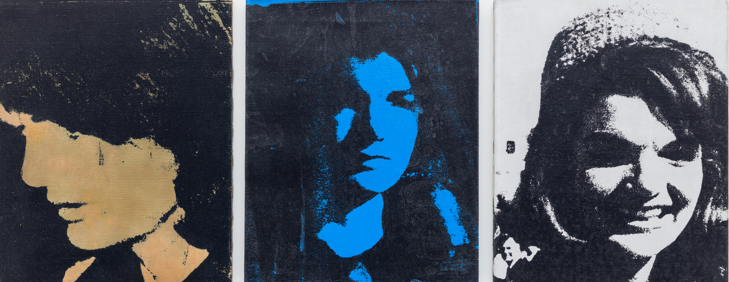 Jackie Triptych di Andy Warhol su pregiata carta Amalfi
