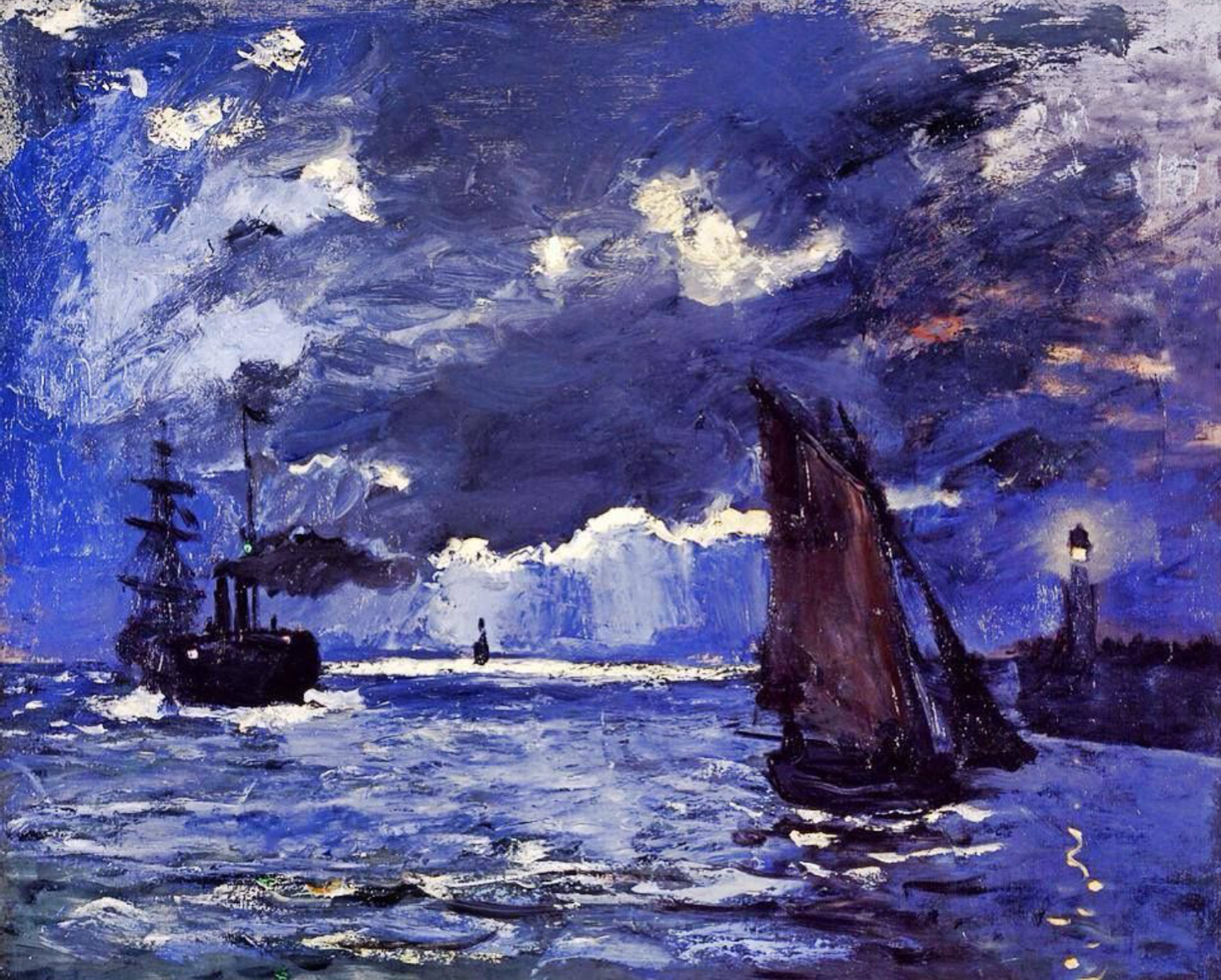 A Seascape, Shipping by Moonlight, painting by Claude Monet