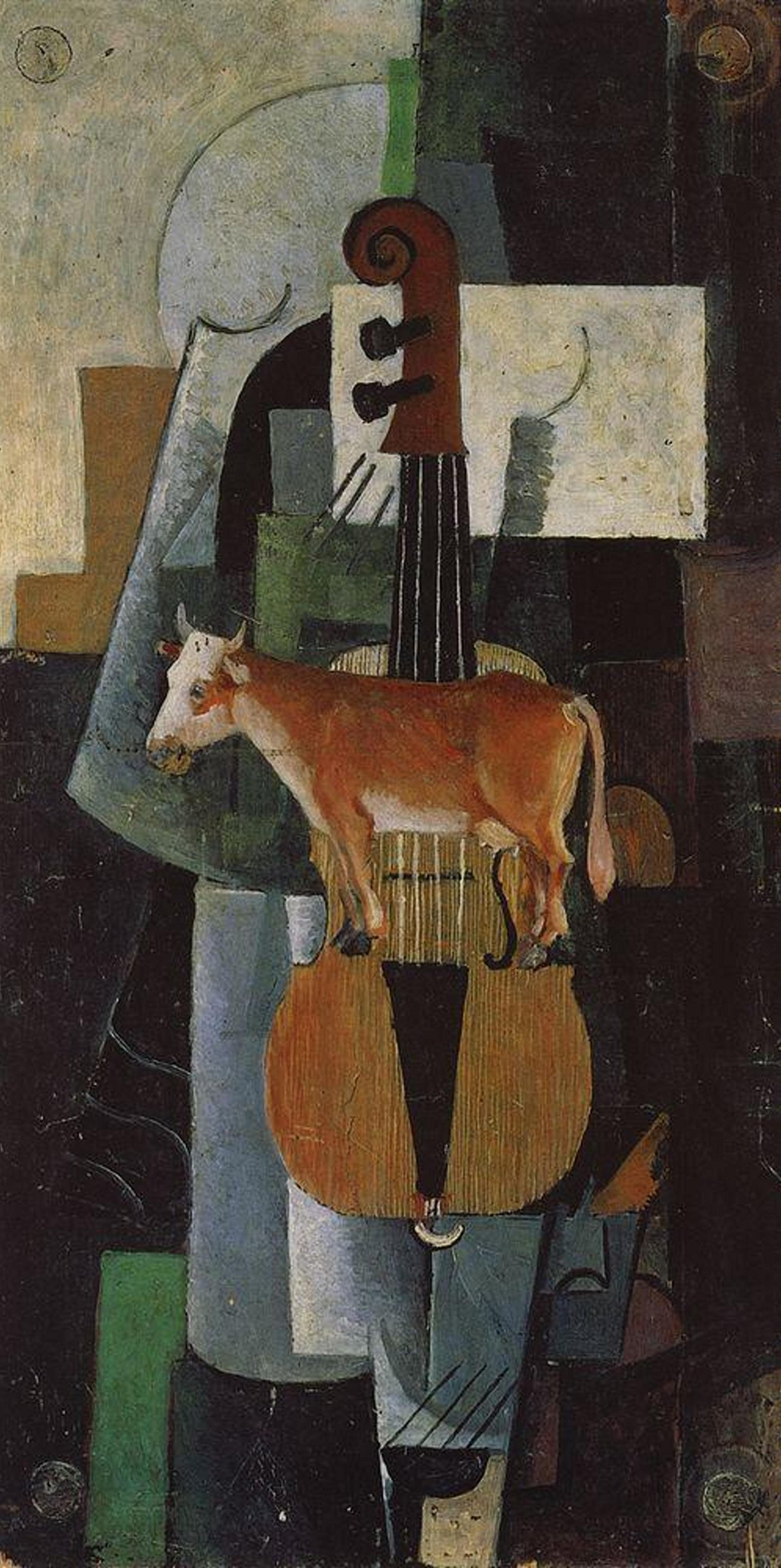 Mucca e violino di Kazmir Malevich su pregiata carta Amalfi