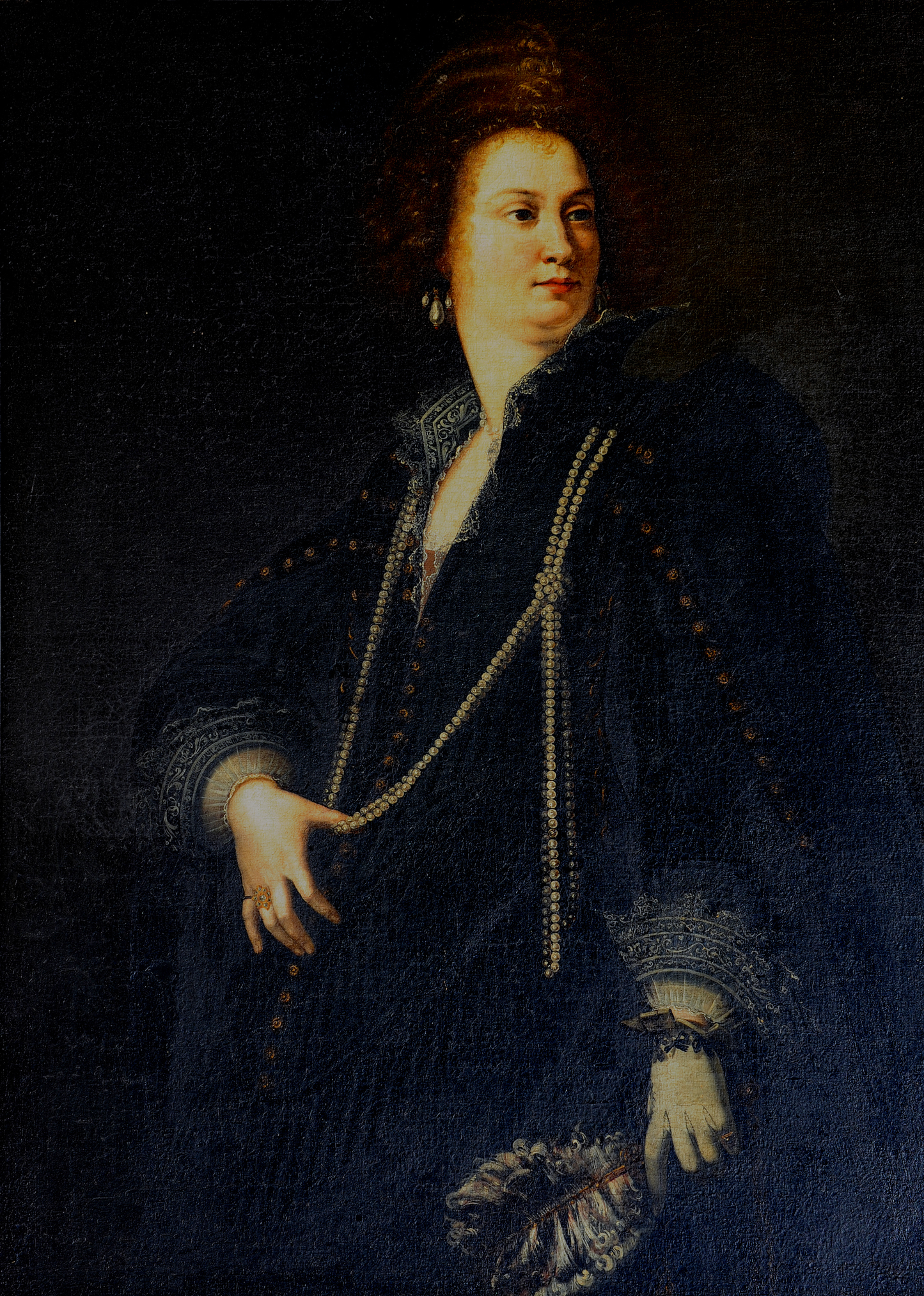 Portrait of a lady with a fan, Artemisia Gentileschi on refined Amalfi paper