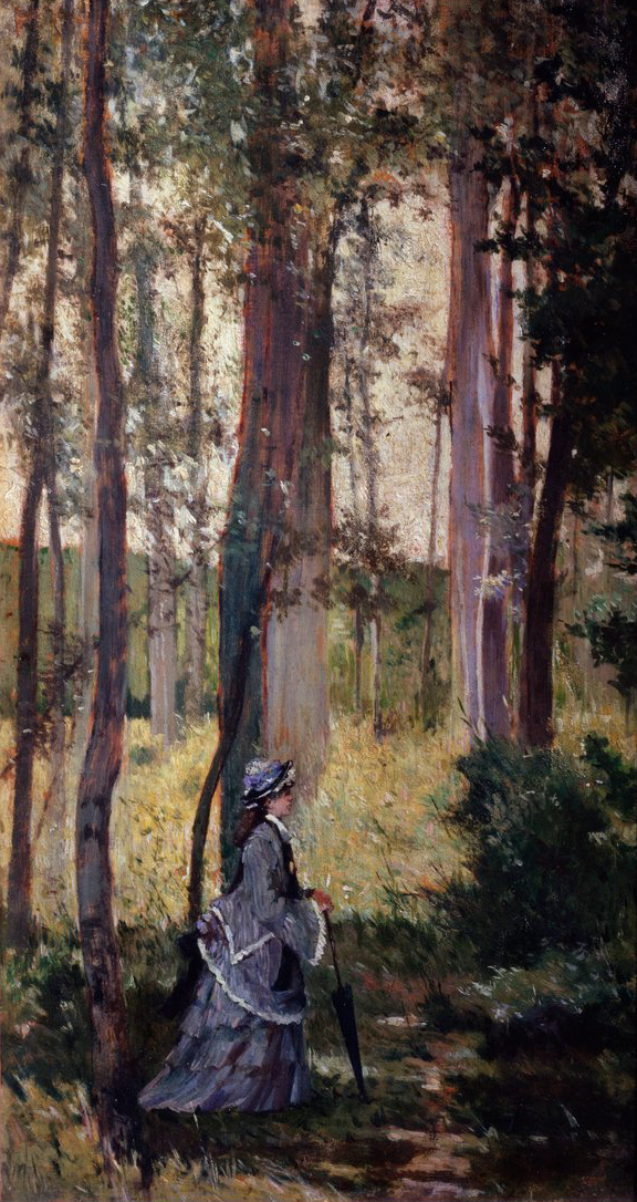 Signora in un bosco di Giovanni Fattori su pregiata carta Amalfi