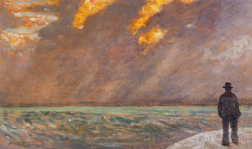 Tramonto a Castiglioncello di Giovanni Fattori su pregiata carta Amalfi