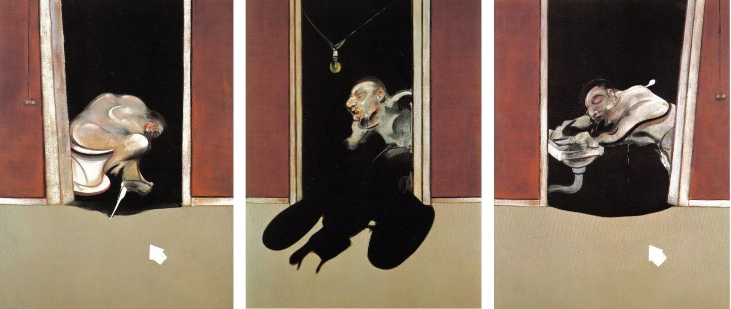 Trittico maggio-giugno 1973 di Francis Bacon su pregiata carta Amalfi