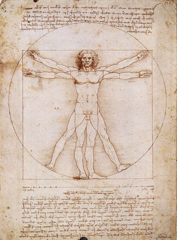 Leonardo Da Vinci's Vitruvian Man on fine Amalfi paper