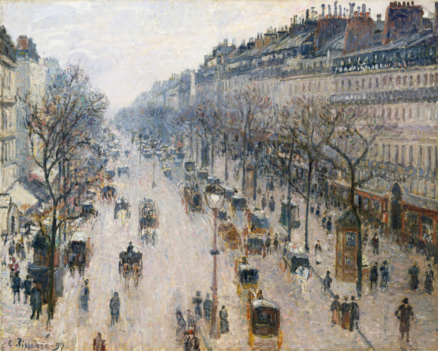 Boulevard Montmartre, un mattino d'inverno di Camille Pissarro su pregiata carta Amalfi