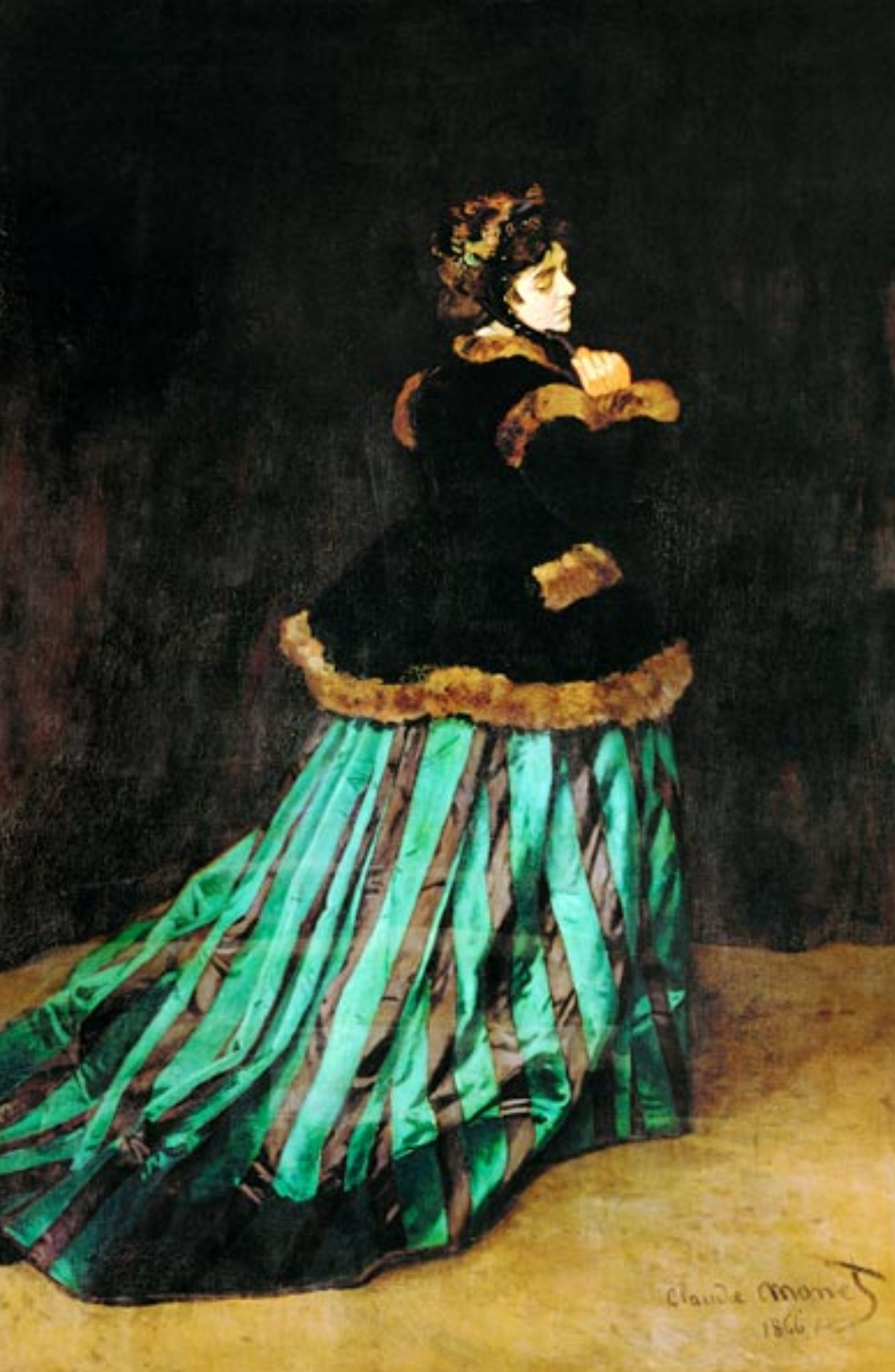 Camille in abito verde di Claude Monet su pregiata carta Amalfi