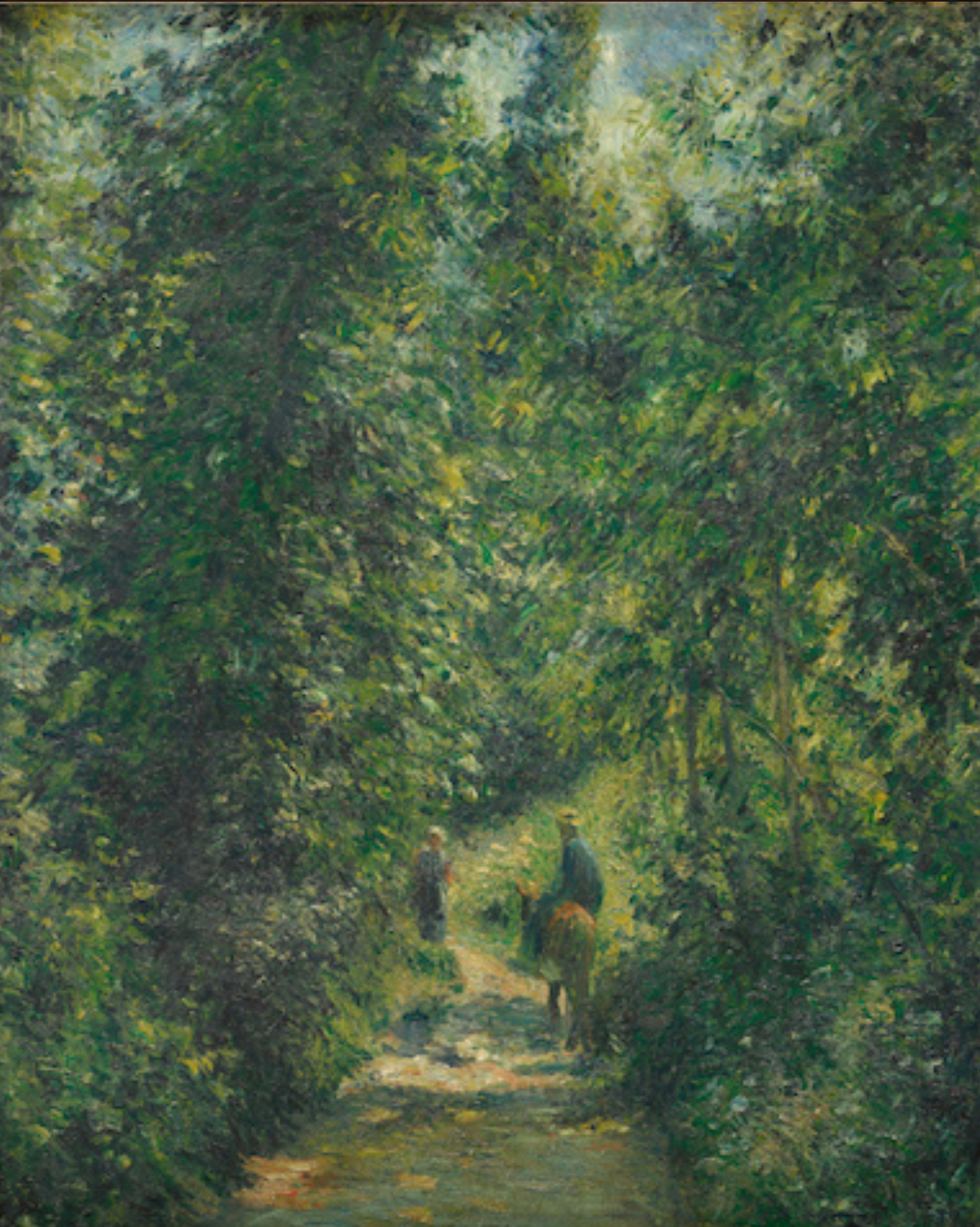 Chemin sous bois, en été di Camille Pissarro su pregiata carta Amalfi