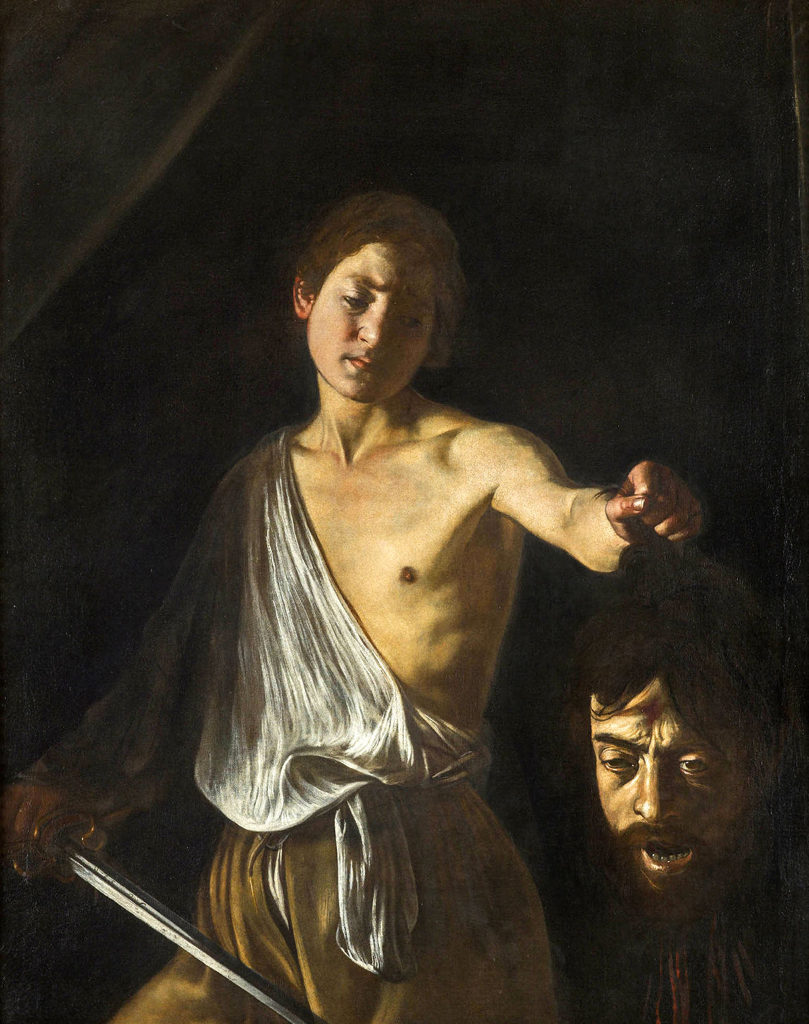 Davide con la testa di Golia di Caravaggio su pregiata carta Amalfi