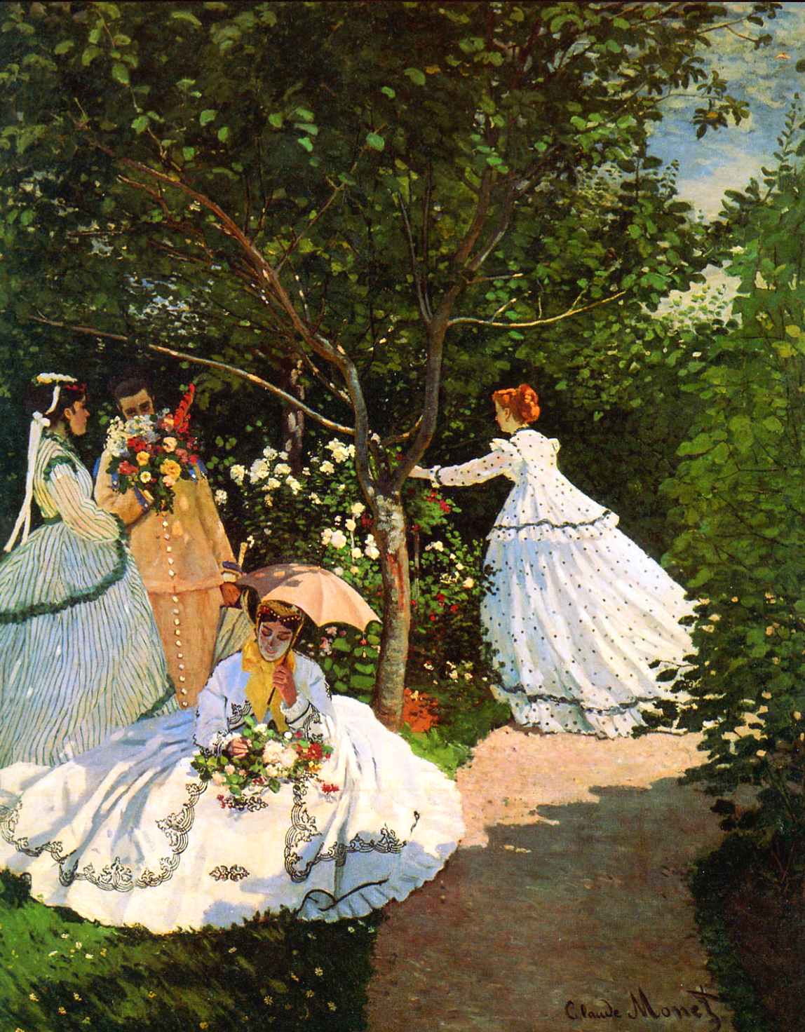 Donne in giardino di Claude Monet su pregiata carta Amalfi