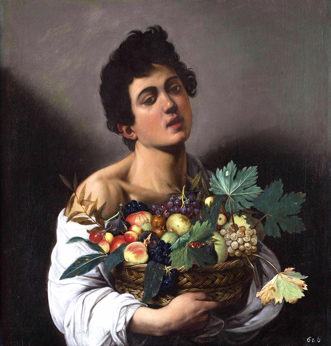 Fanciullo con canestro di frutta di Caravaggio su pregiata carta Amalfi