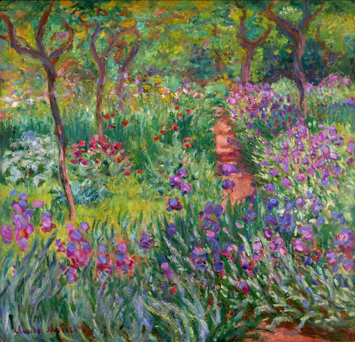 Iris nel giardino di Monet di Claude Monet su pregiata carta Amalfi