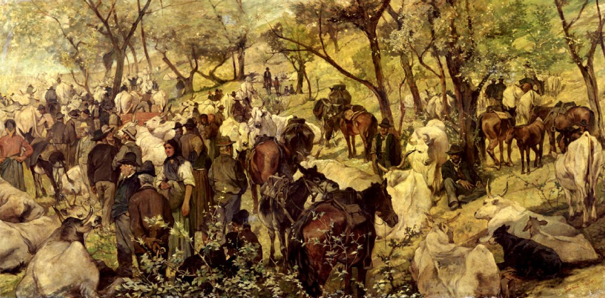 Il mercato di San Godenzo di Giovanni Fattori su pregiata carta Amalfi