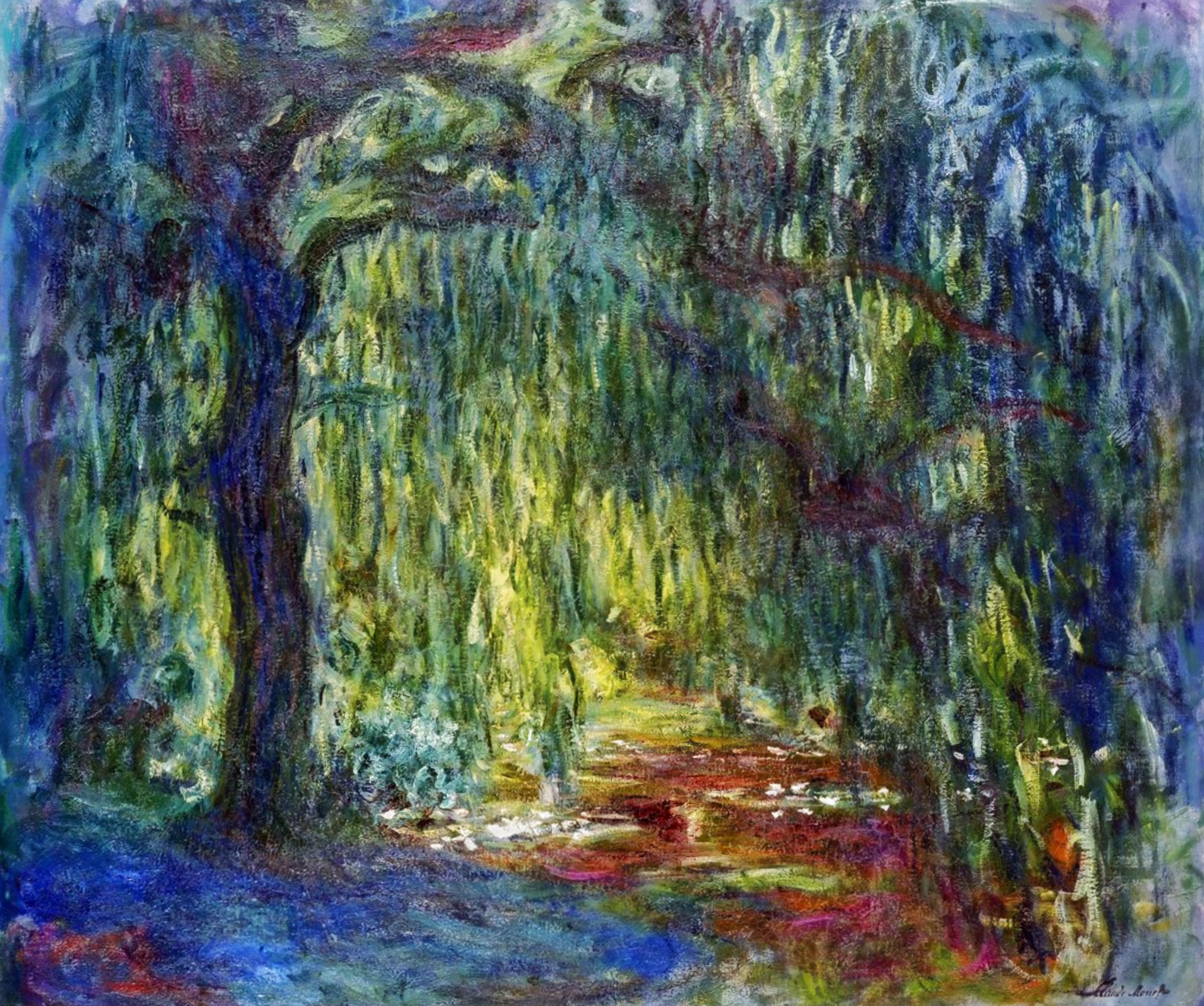 I salici piangenti di Claude Monet su pregiata carta Amalfi