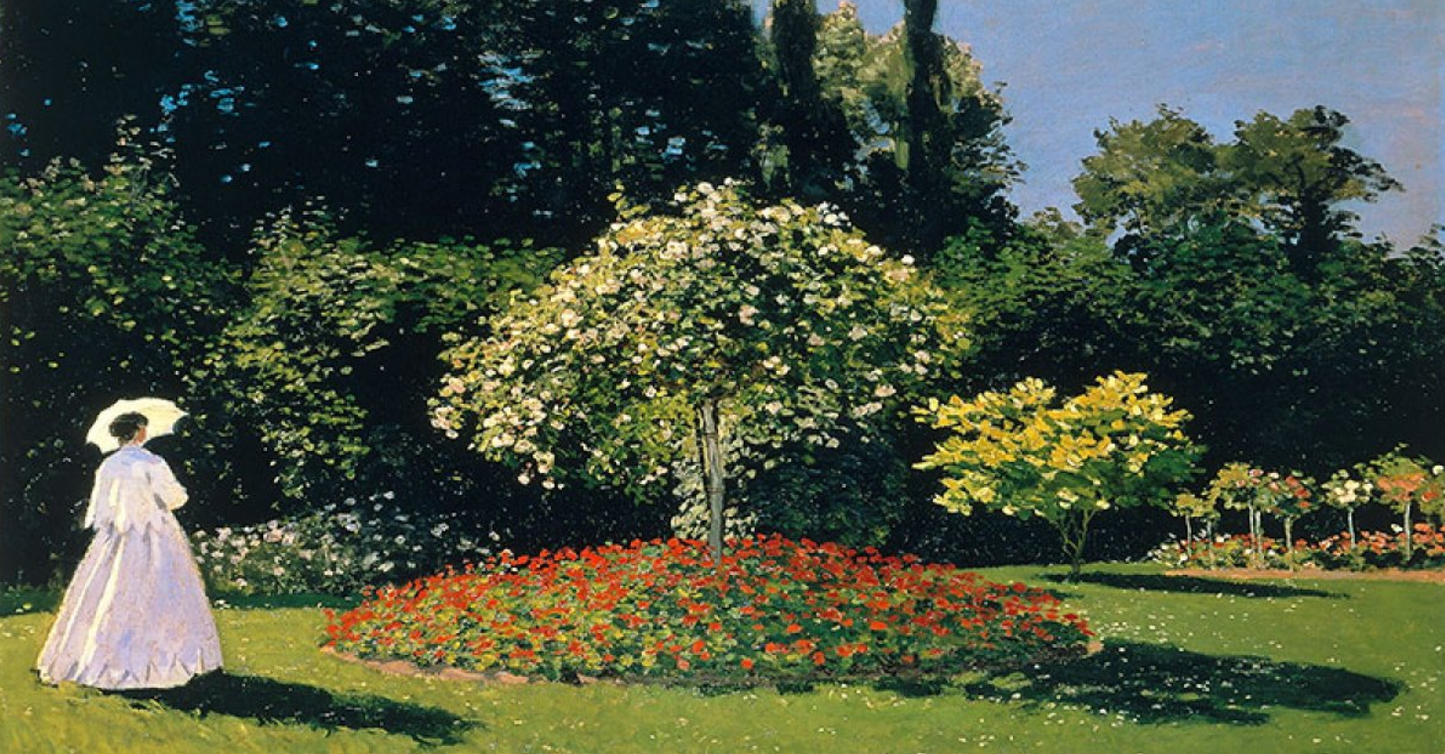 La signora in giardino di Claude Monet su pregiata carta Amalfi