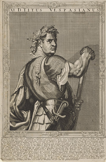 Titus, emperor of Rome. Line engraving by A. Sadeler