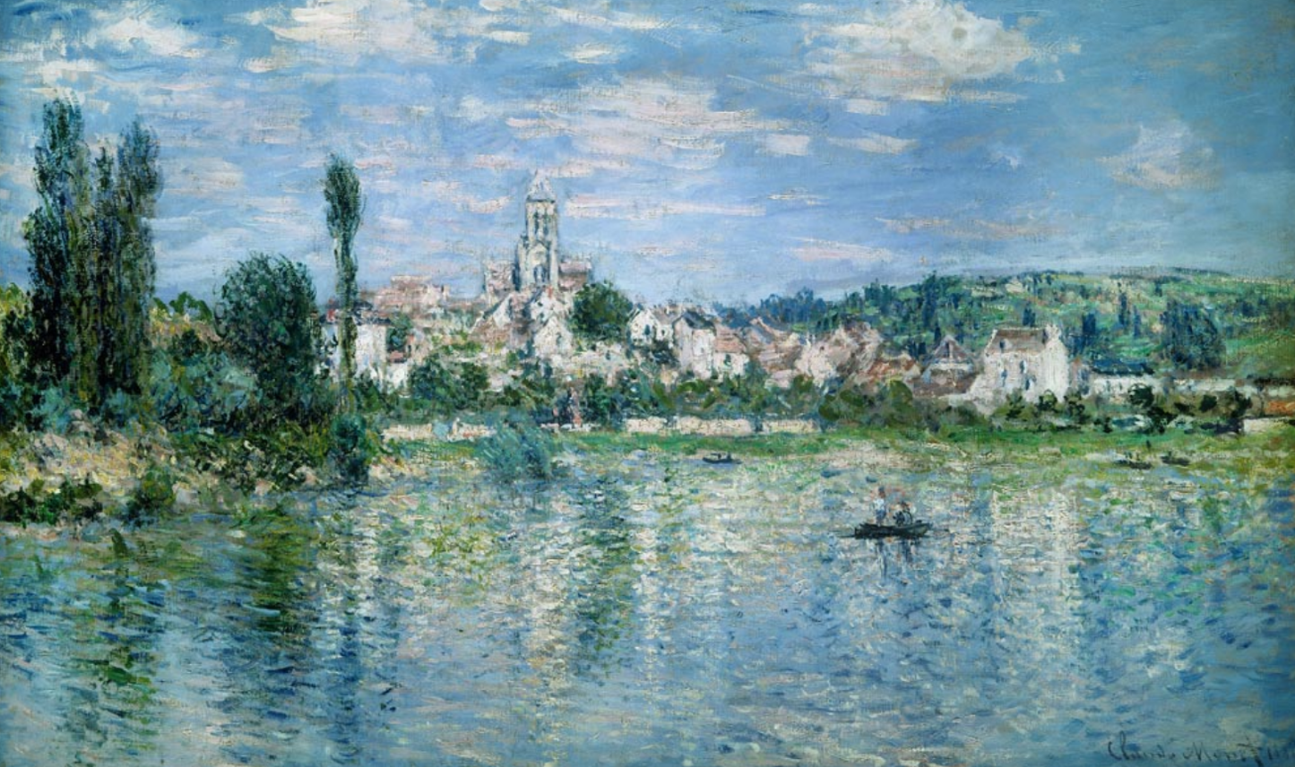 Veduta di Vetheuil di Claude Monet su pregiata carta Amalfi