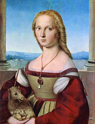 La Dama con il Liocorno di Raffaello Sanzio su pregiata carta Amalfi