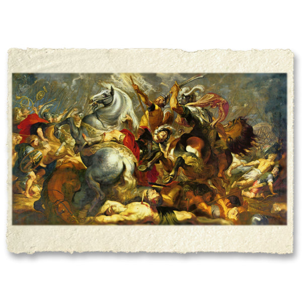 La morte di Publio Decio Mure. Battaglia del Vesuvio. Pieter Paul Rubens Riproduzione carta Amalfi