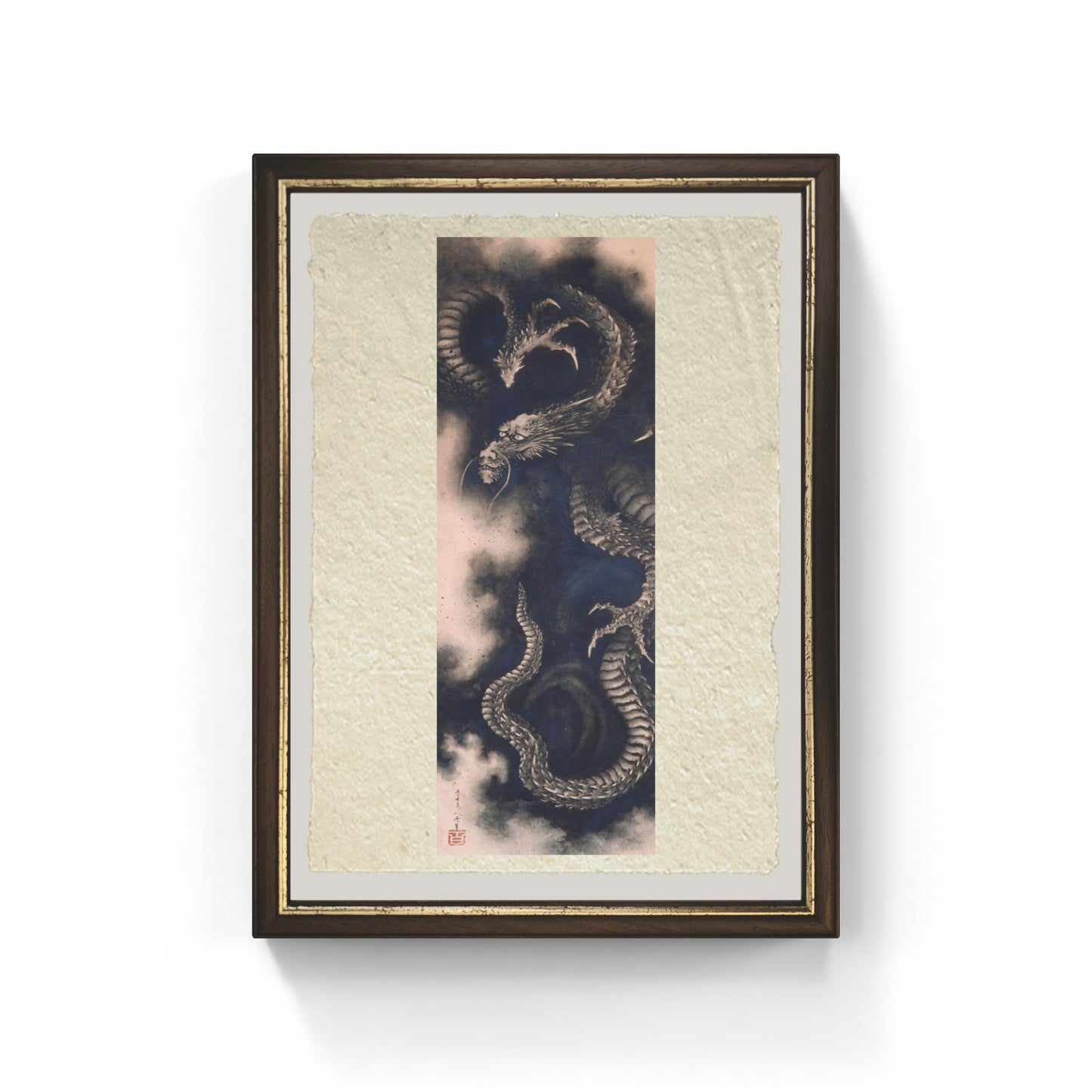 il drago tra le nuvole di Katsushika Hokusai su carta amalfi