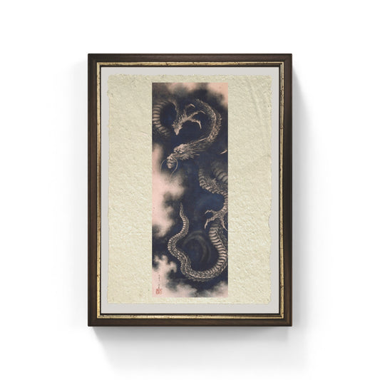 il drago tra le nuvole di Katsushika Hokusai su carta amalfi