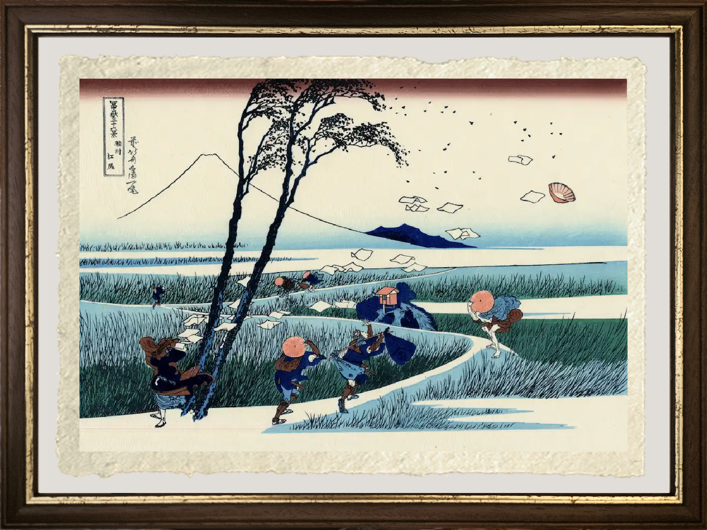 dettaglio di ejiri nella provincia di suruga di katsushika hokusai su carta amalfi