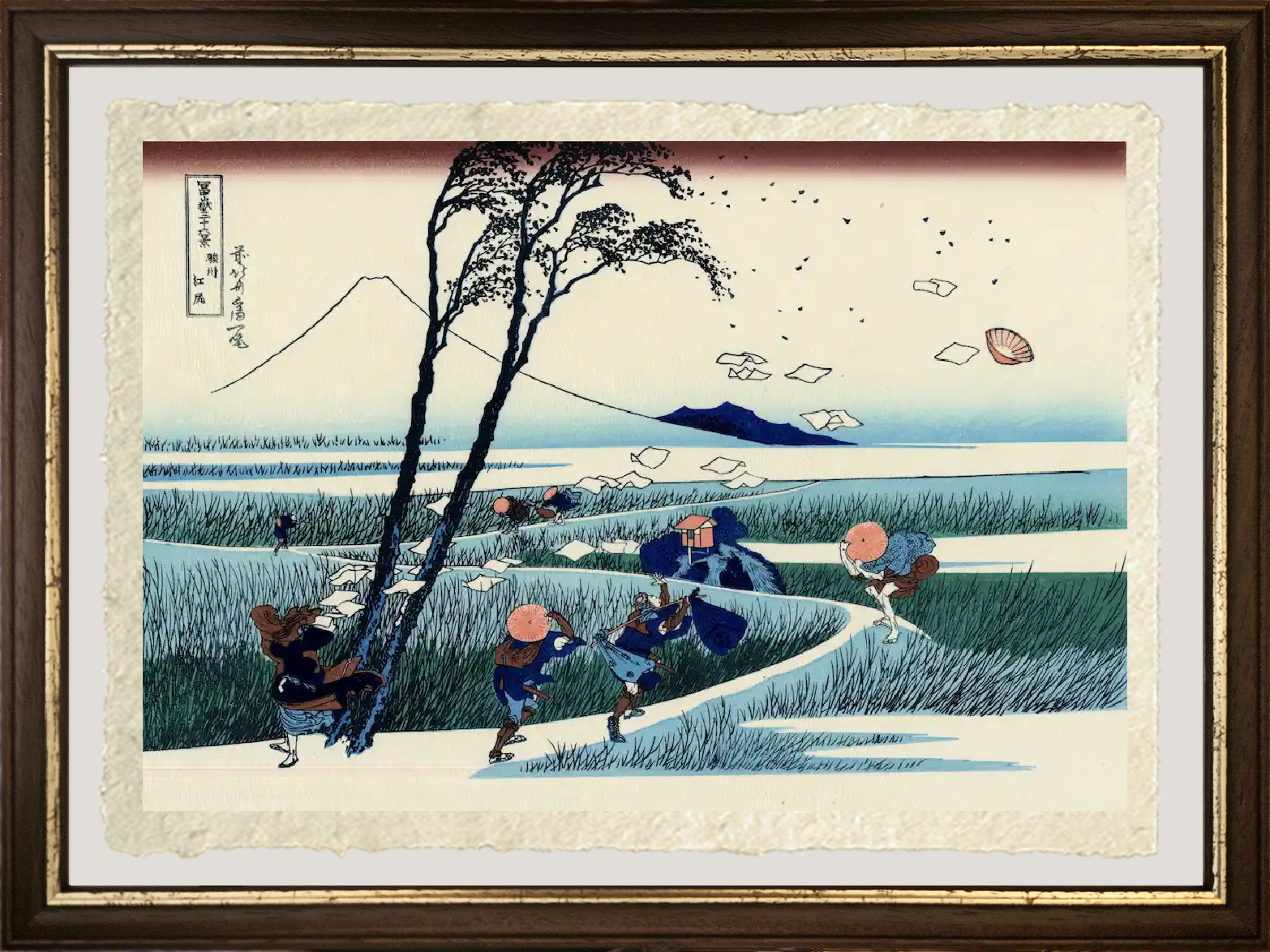 dettaglio di ejiri nella provincia di suruga di katsushika hokusai su carta amalfi
